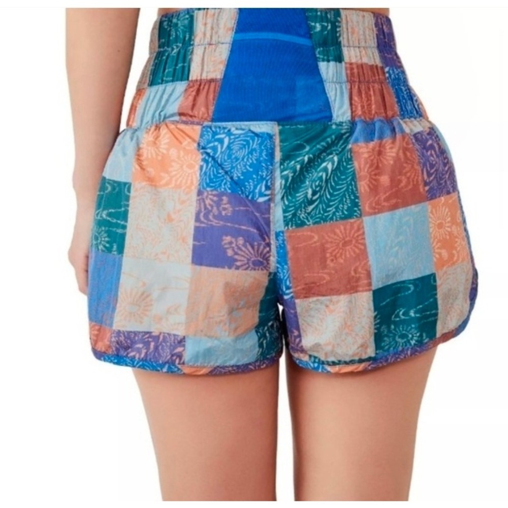 Free People Patchwork Boho Athletic Shorts S Blue… - image 2